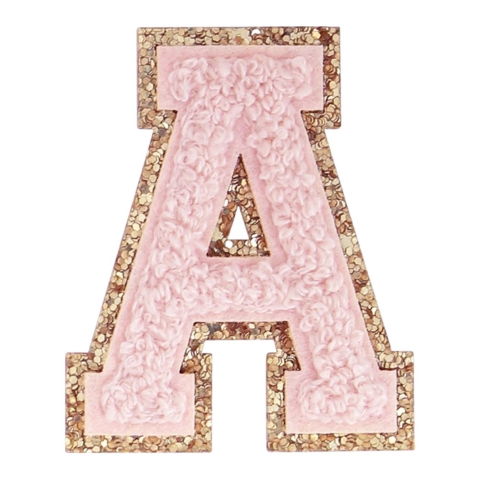 Pink Glitter Chenille Varsity Patch